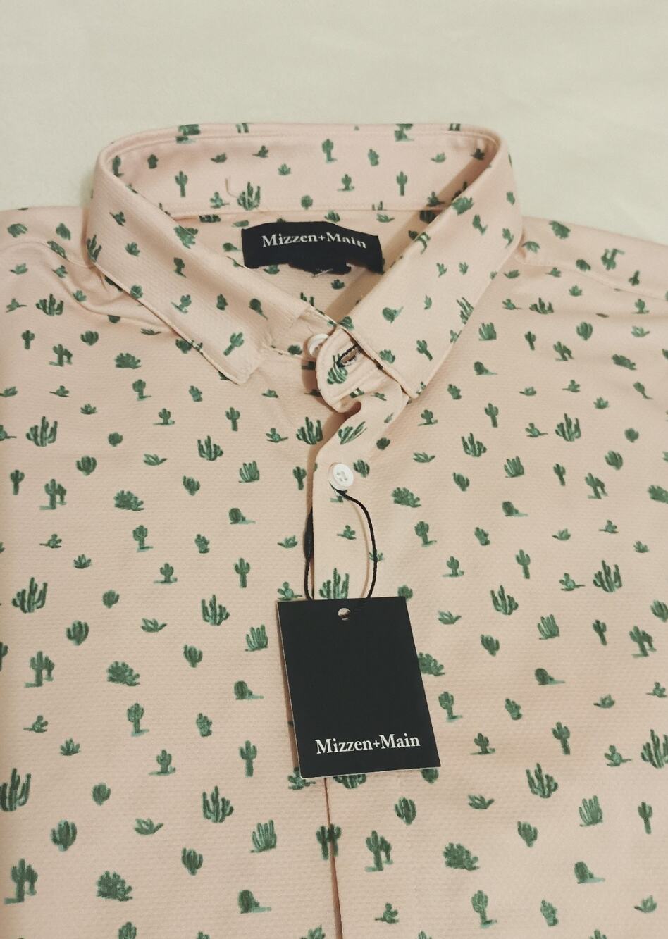 NWT Mizzen Main Halyard Mens XL XXL SS Shirt Rose Cacti Stretch No Tuck $118